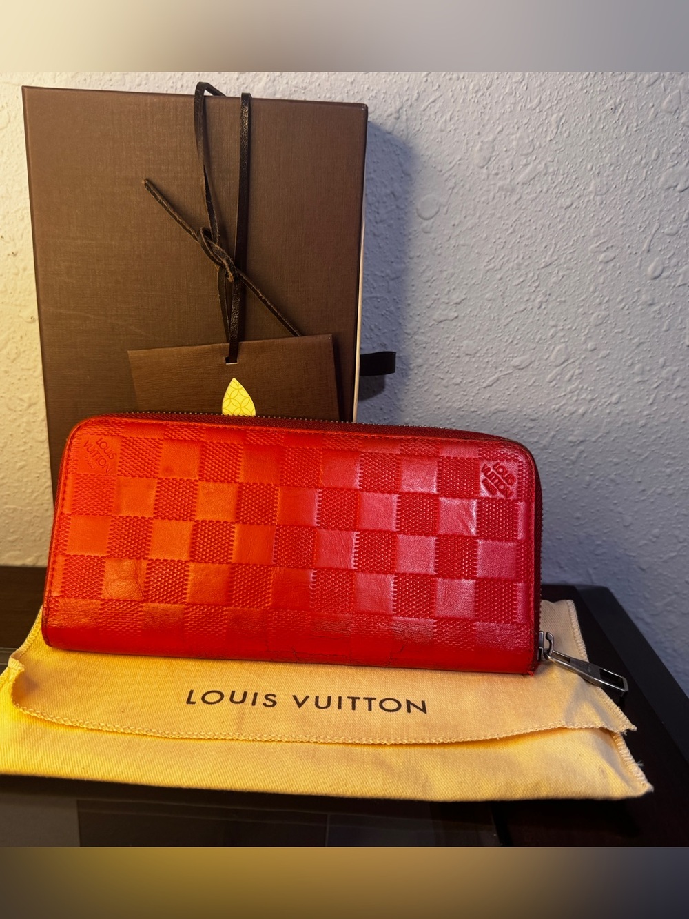Louis Vuitton Red Damier Zip Wallet